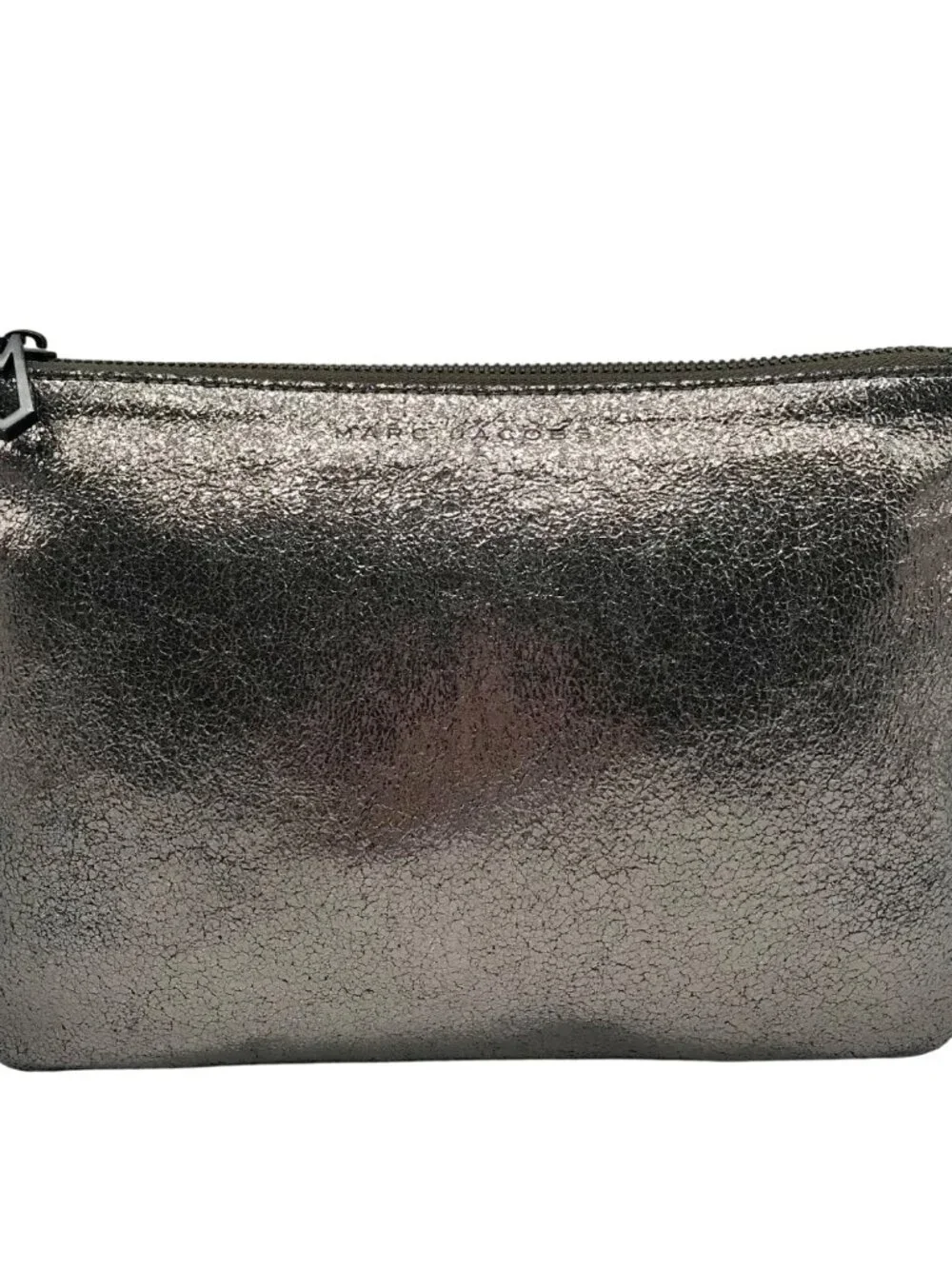 Marc Jacobs Dark Glossy Gray Zip Pouch